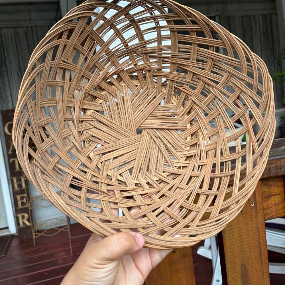 Rattan basket with a natural finish